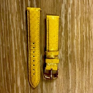 Michele Yellow Leather Watch Band - 18mm